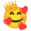 👑 crown + 🥰 smiling_face_with_3_hearts emoji mashup