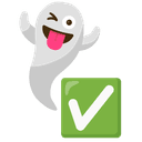 ✅ white_check_mark + 👻 ghost emoji mashup