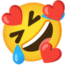 🤣 rolling_on_the_floor_laughing + 🥰 smiling_face_with_3_hearts emoji mashup