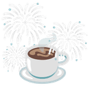 ☕ coffee + 🎆 fireworks emoji mashup