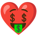 🤑 money_mouth_face + ❤️ heart emoji mashup