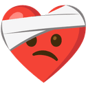 🤕 face_with_head_bandage + ❤️ heart emoji mashup